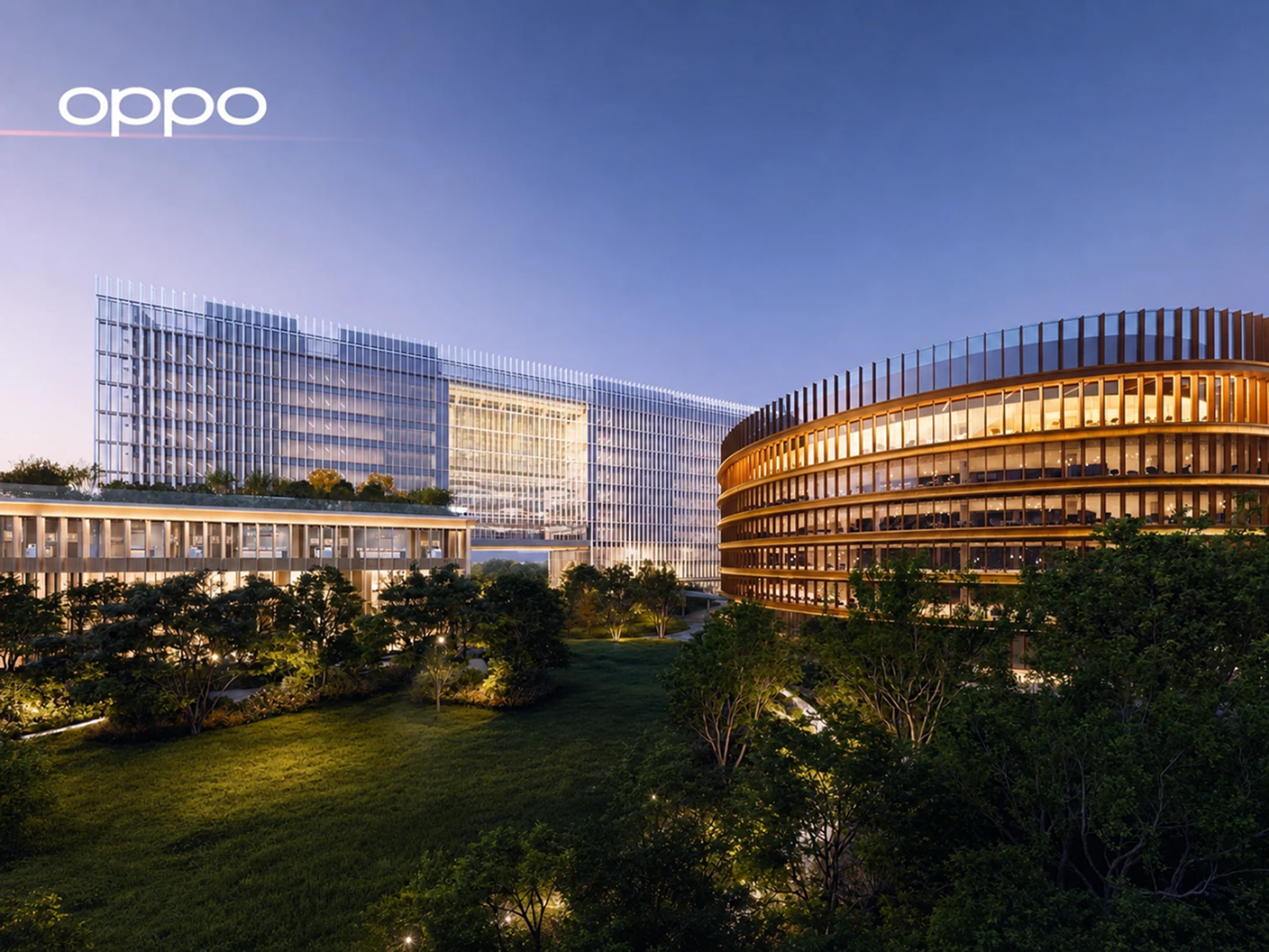 OPPO 园区办公楼与企业数字化协同场景图