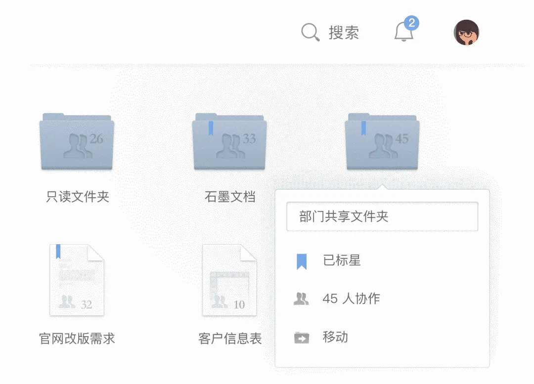 共享文件夹中集中存放文档,并查看协作成员